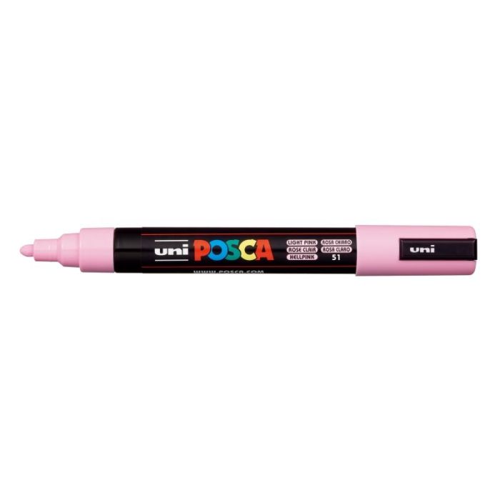 Posca PC-5M Marcador de Pintura - Punta de Bala 1.8-2.5mm - Tinta Base al Agua - Resistente a la Luz - Color Rosa Claro