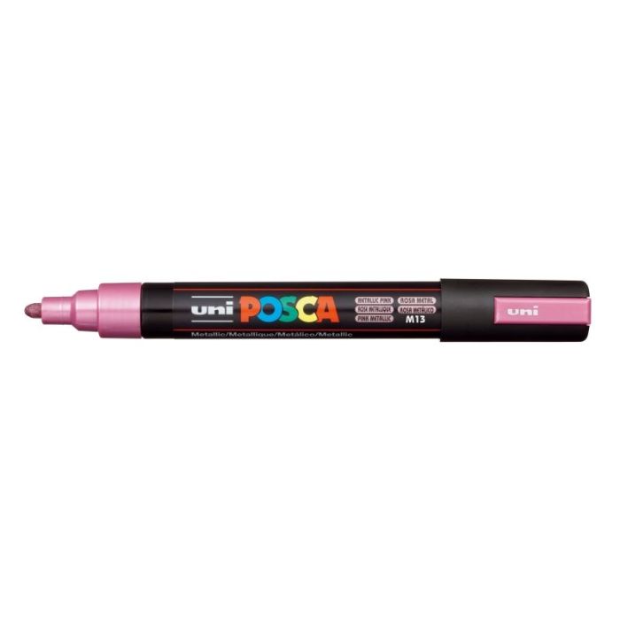 Posca PC-5M Marcador de Pintura - Punta de Poliester 1.8-2.5mm - Tinta Base al Agua - Resistente a la Luz - Color Rosa Metálico