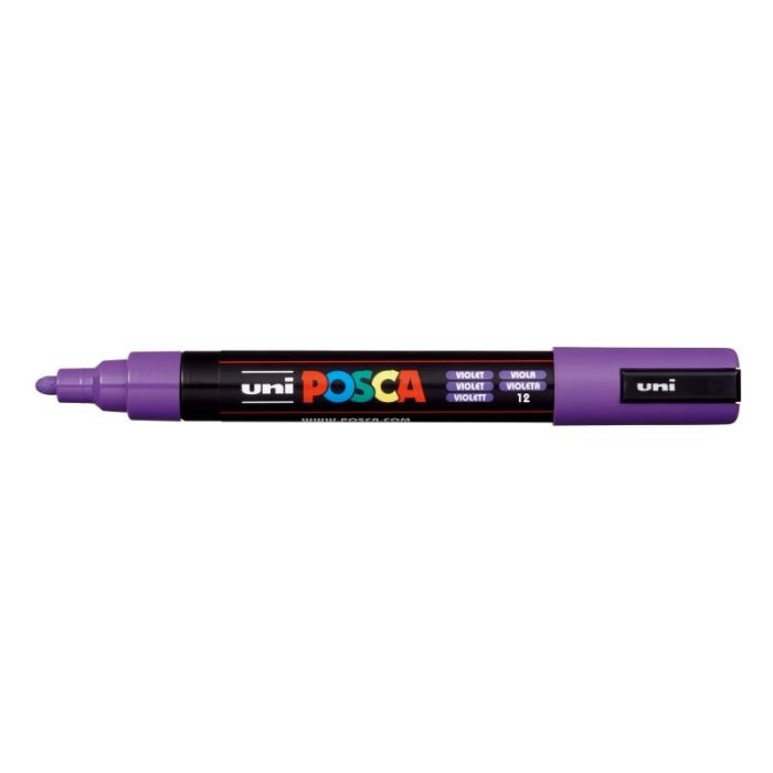 Posca PC-5M Marcador de Pintura - Punta de Bala 1.8-2.5mm - Tinta Base al Agua - Resistente a la Luz - No Permanente - Color Violeta