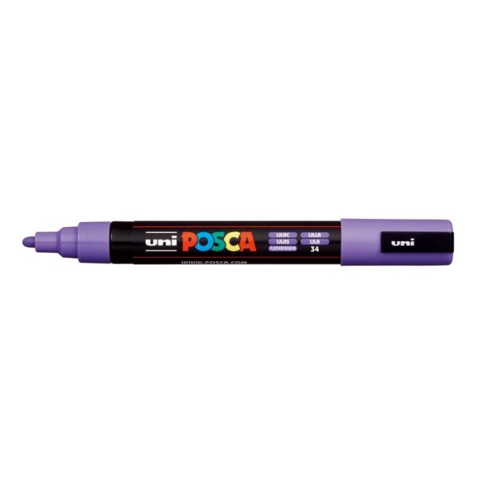 Posca PC-5M Marcador de Pintura - Punta de Poliester 1.8-2.5mm - Tinta Base al Agua - Resistente a la Luz - No Permanente - Color Lila