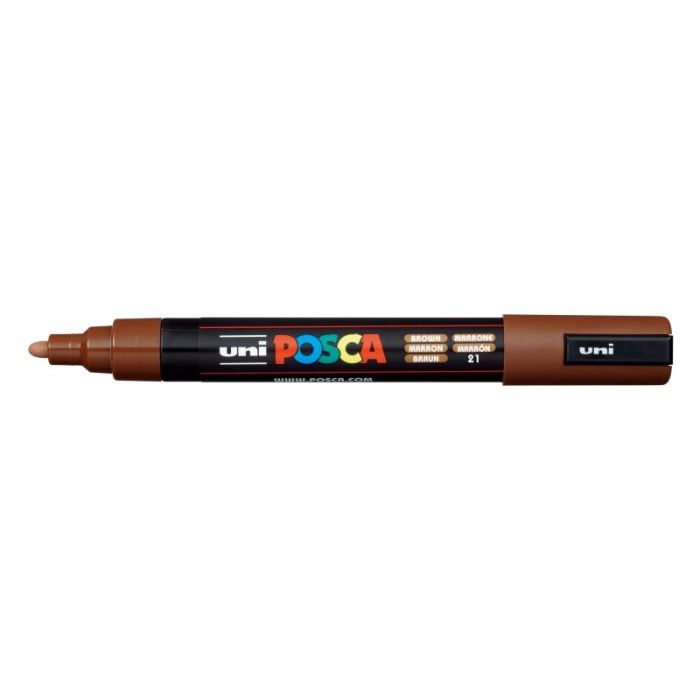 Posca PC-5M Marcador de Pintura - Punta de Bala 1.8-2.5mm - Tinta Base al Agua - Resistente a la Luz - No Permanente - Color Marrón