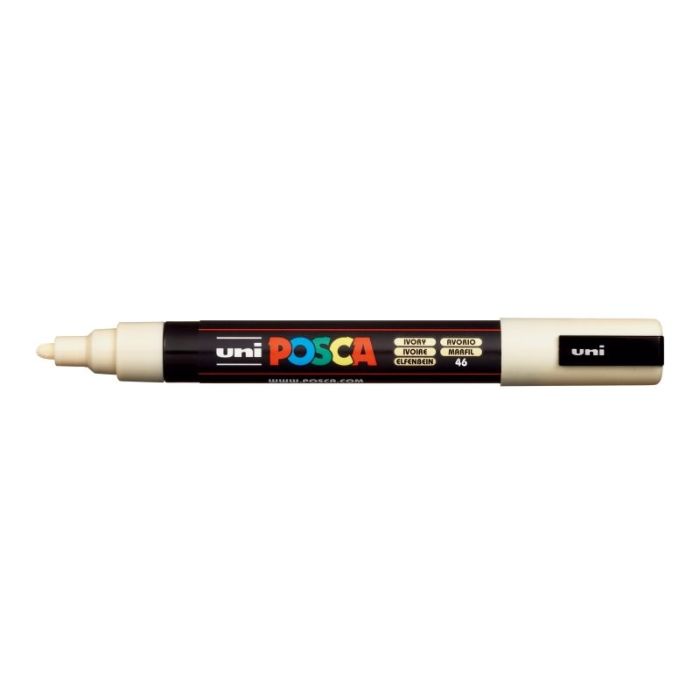Posca PC-5M Marcador de Pintura - Punta de Poliester 1.8-2.5mm - Tinta Base al Agua - Resistente a la Luz - No Permanente - Color Marfil