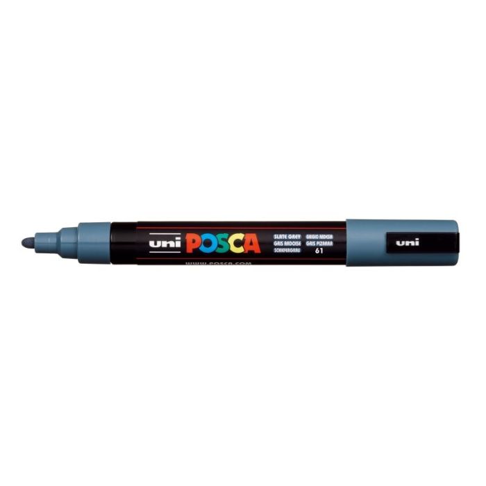 Posca PC-5M Marcador de Pintura - Punta de Bala 1.8-2.5mm - Tinta Base al Agua - Resistente a la Luz - No Permanente - Color Gris Pizarra