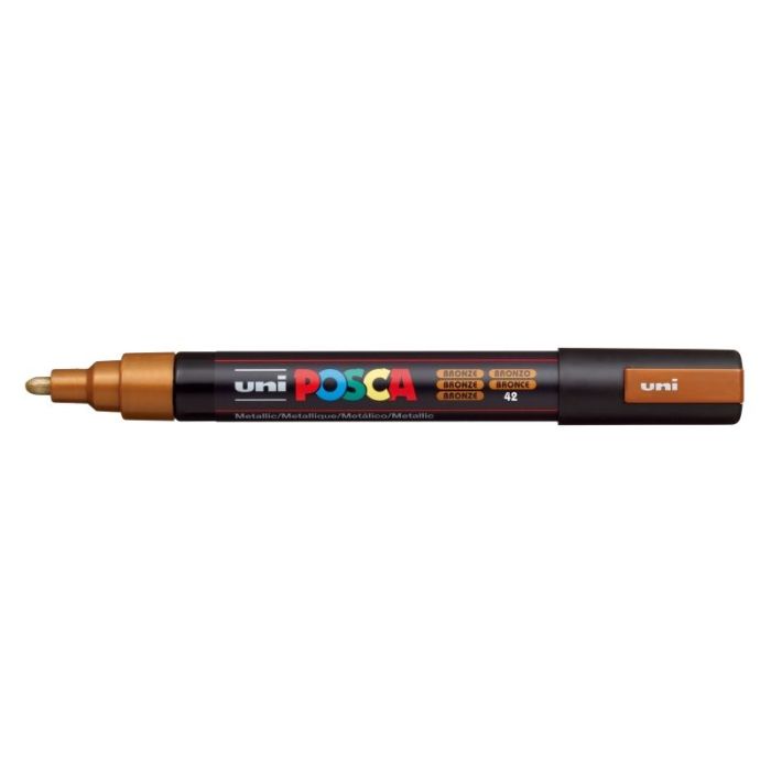 Posca PC-5M Marcador de Pintura - Punta de Bala 1.8-2.5mm - Tinta Base al Agua - Resistente a la Luz - Color Bronce