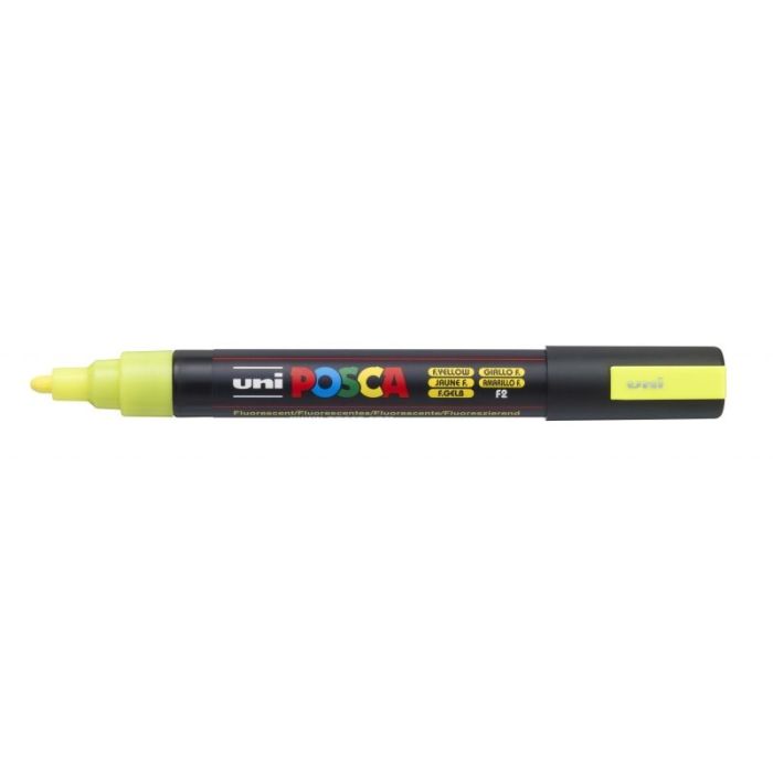 Posca PC-5M Marcador de Pintura - Punta de Bala 1.8-2.5mm - Tinta Base al Agua - Resistente a la Luz - No Permanente - Color Amarillo