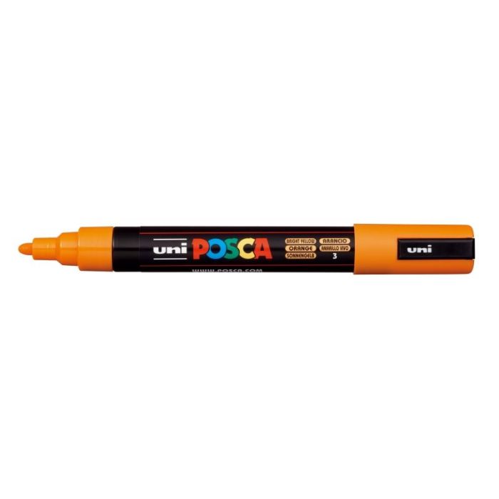 Posca PC-5M Marcador de Pintura - Punta de Bala 1.8-2.5mm - Tinta Base al Agua - Resistente a la Luz - No Permanente - Color Naranja Medio