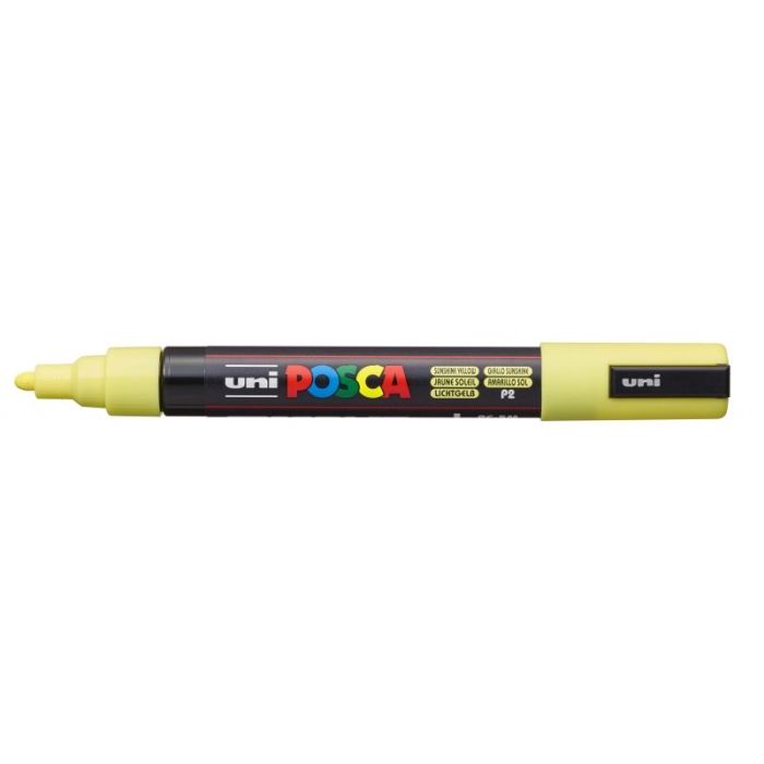 Posca PC-5M Marcador de Pintura - Punta de Poliester 1.8-2.5mm - Tinta Base al Agua - Resistente a la Luz - Color Amarillo Sol