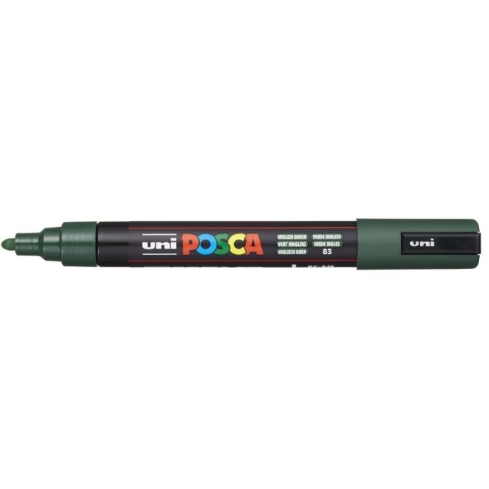 Posca PC-5M Marcador de Pintura Base al Agua - Punta de Bala 1.8-2.5mm - Ancho de Trazo 1.8-2.5mm - Resistente a la Luz - Color Verde Inglés
