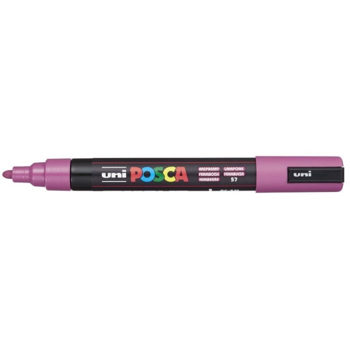 Posca PC-5M Marcador de Pintura Base al Agua - Punta de Bala 1.8-2.5mm - Ancho de Trazo 1.8-2.5mm - No Permanente - Resistente a la Luz - Inodoro - Color Frambuesa