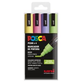 Posca PC-5M Estuche de 4 Marcadores de Pintura - Punta de Bala 1.8-2.5mm - Tinta Base al Agua - Resistente a la Luz - Color Surtido