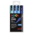 Posca PC-5M Estuche de 4 Marcadores de Pintura - Punta de Bala 1.8-2.5mm - Tinta Base al Agua - Resistente a la Luz - Color Surtido