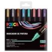 Posca PC-5M/8C Estuche de 8 Marcadores de Pintura - Punta de Bala 1.8-2.5mm - Tinta Base al Agua - Resistente a la Luz - No Permanente - Color Surtido