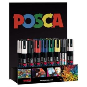 Posca PC-5M Expositor de 36 Marcador de Pintura - Punta de Bala 1.8-2.5mm - Tinta Base al Agua - Resistente a la Luz - Color Surtido