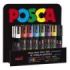 Posca PC-5M/3D Expositor de 36 Marcadores de Pintura - Punta de Poliester 1.8-2.5mm - Tinta Base al Agua - No Permanente - Resistente a la Luz - Color Surtido