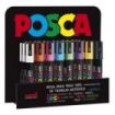 Posca PC-5M/3D Expositor de 36 Marcadores de Pintura - Punta de Poliester 1.8-2.5mm - Tinta Base al Agua - No Permanente - Resistente a la Luz - Color Surtido