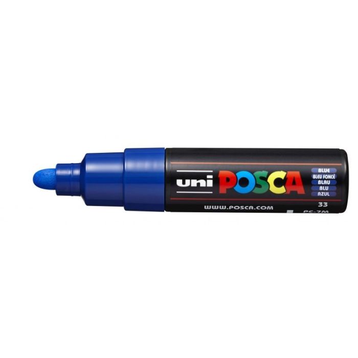 Posca PC-7M Marcador de Pintura - Punta de Bala 4.5-5.5mm - Tinta Base al Agua - Resistente a la Luz - No Permanente - Color Azul