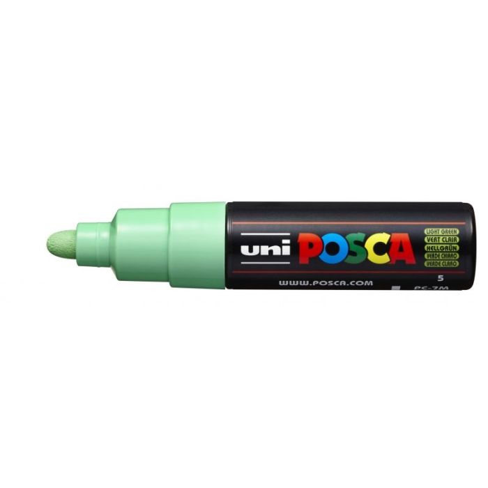 Posca PC-7M Marcador de Pintura - Punta de Bala 4.5-5.5mm - Tinta Base al Agua - Resistente a la Luz - No Permanente - Color Verde Claro