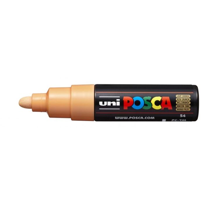 Posca PC-7M Marcador de Pintura - Punta de Bala 4.5-5.5mm - Tinta Base al Agua - Resistente a la Luz - No Permanente - Color Naranja Claro