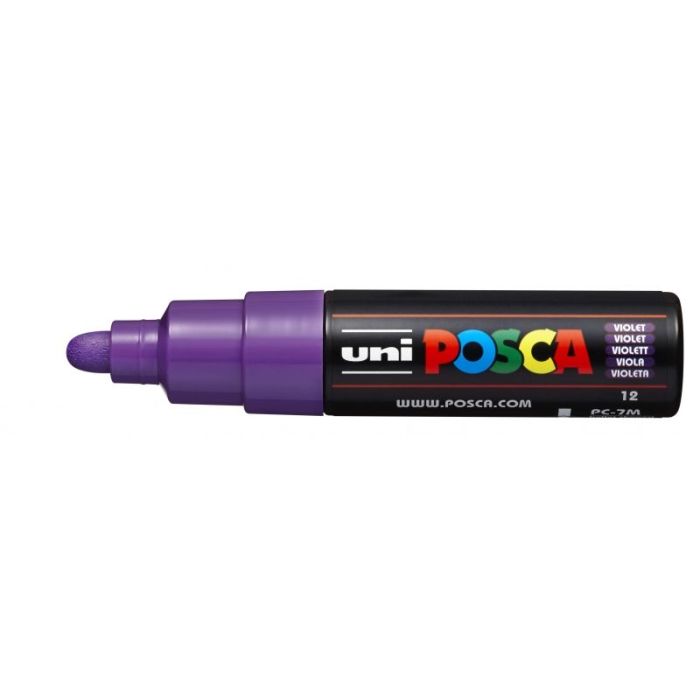 Posca PC-7M Marcador de Pintura - Punta de Bala 4.5-5.5mm - Tinta Base al Agua - Resistente a la Luz - No Permanente - Color Violeta
