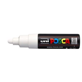 Posca PC-7M Marcador de Pintura - Punta de Poliester Forma de Bala 4.5-5.5mm - Tinta Base al Agua - Resistente a la Luz - Color Blanco