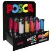 Posca PC-7M Expositor de 20 Marcadores de Pintura - Punta de Bala 4.5-5.5mm - Tinta Base al Agua - Resistente a la Luz - Color Surtido