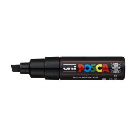Posca PC-8K Marcador de Pintura - Punta Biselada Acrilica 8mm - Tinta Base al Agua - Resistente a la Luz - No Permanente - Color Negro