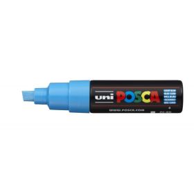 Posca PC-8KMarcador de Pintura - Punta Biselada Acrilica 8mm - Tinta Base al Agua - No Permanente - Resistente a la Luz - Ideal para Carteleria y Decoracion - Color Azul Claro