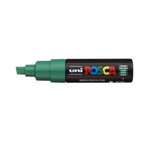 Posca PC-8K Marcador de Pintura Base al Agua - Punta Biselada Acrilica 8mm - Linea Gruesa - Resistente a la Luz - Color Verde