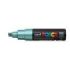 Posca PC-8K Marcador de Pintura - Punta Biselada Acrilica 8mm - Tinta Base al Agua - Resistente a la Luz - No Permanente - Color Verde Metálico