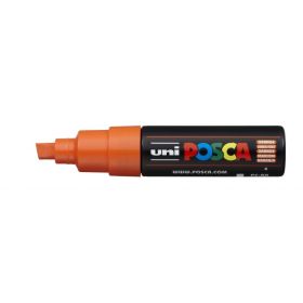 Posca PC-8K Marcador de Pintura - Punta Biselada Acrilica 8mm - Tinta Base al Agua - Resistente a la Luz - No Permanente - Color Naranja