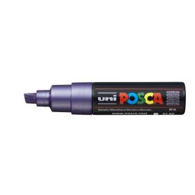 Posca PC-8K Marcador de Pintura - Punta Biselada Acrilica 8mm - Tinta Base al Agua - No Permanente - Resistente a la Luz - Color Violeta Metálico