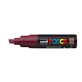 Posca PC-8K Marcador de Pintura - Punta Biselada Acrilica 8mm - Tinta Base al Agua - No Permanente - Resistente a la Luz - Color Rojo Vino