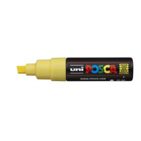 Posca PC-8K Marcador de Pintura - Punta Biselada Acrilica 8mm - Tinta Base al Agua - Resistente a la Luz - No Permanente - Color Amarillo
