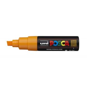 Posca PC-8K Marcador de Pintura Base al Agua - Punta Biselada Acrilica 8mm - Linea Gruesa - Resistente a la Luz - No Permanente - Color Naranja Medio