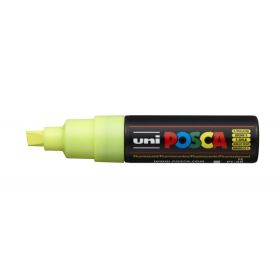 Posca PC-8K Marcador de Pintura - Punta Biselada Acrilica 8mm - Tinta Base al Agua - No Permanente - Resistente a la Luz - Ideal para Carteleria y Decoracion - Color Amarillo