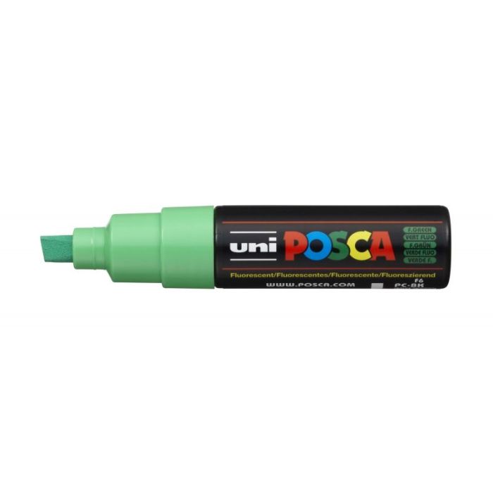 Posca PC-8K Marcador de Pintura - Punta Biselada Acrilica 8mm - Tinta Base al Agua - No Permanente - Resistente a la Luz - Color Verde
