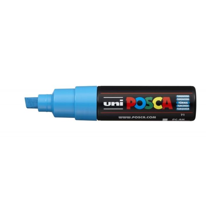 Posca PC-8K Marcador de Pintura - Punta Biselada Acrilica 8mm - Tinta Base al Agua - Resistente a la Luz - No Permanente - Color Turquesa