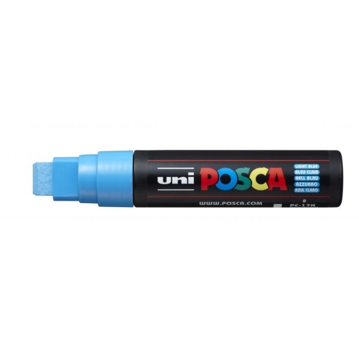 Posca PC-17K Marcador de Pintura - Punta Biselada de Poliester 15mm - Ancho de Trazo Muy Grueso - Tinta Base al Agua - No Permanente - Resistente a la Luz - Color Azul Claro