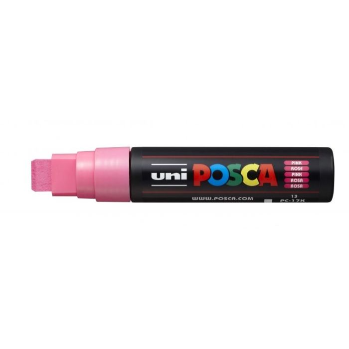 Posca PC-17K Marcador de Pintura - Punta Biselada de Poliester 15mm - Ancho de Trazo Muy Grueso - Tinta Base al Agua - Resistente a la Luz - Color Rosa