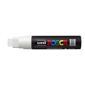 Posca PC-17K Marcador de Pintura - Punta Biselada de Poliester 15mm - Ancho de Trazo Muy Grueso - Tinta Base al Agua - Resistente a la Luz - Ideal para Carteleria y Decoracion - Color Blanco