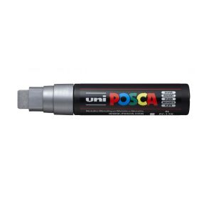 Posca PC-17K Marcador de Pintura - Punta Biselada de Poliester 15mm - Tinta Base al Agua - Resistente a la Luz - No Permanente - Color Plata