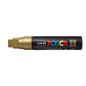 Posca PC-17K Marcador de Pintura - Punta Biselada de Poliester 15mm - Linea Muy Gruesa - Tinta Base al Agua - Resistente a la Luz - Color Oro