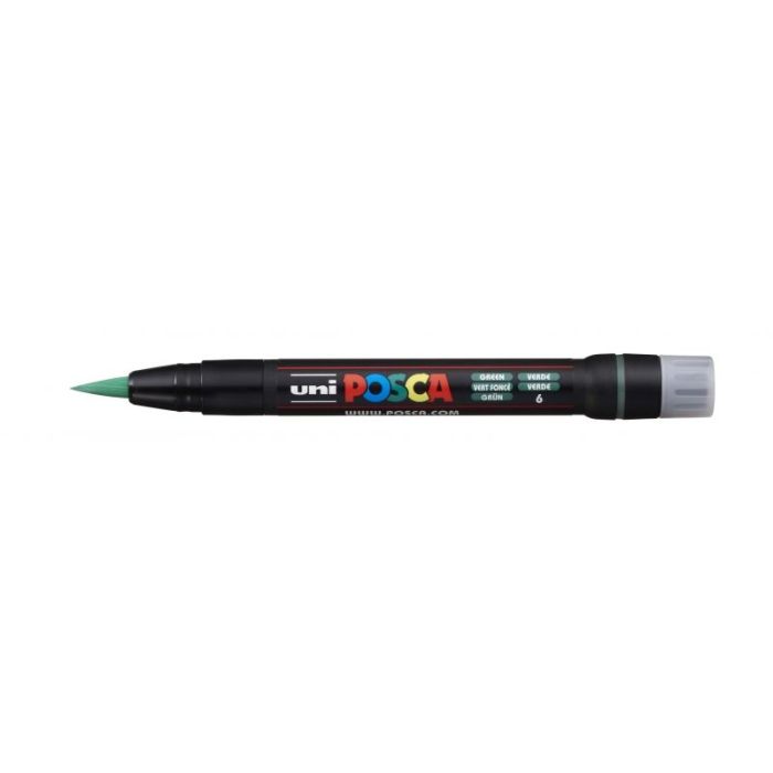 Posca PCF-350 Marcador de Pintura - Punta Acrilica Estilo Pincel - Tinta Pigmentada Base al Agua - Resistente a la Luz - No Permanente - Color Verde