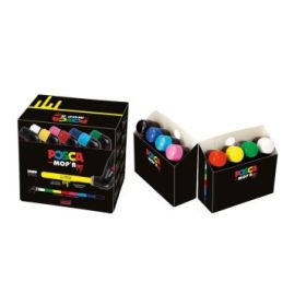 Posca PCM-22 Pack de 8 Marcadores de Pintura - Punta Redondeada de Gomaespuma 3-19mm - Tinta Base al Agua - Multi Efectos - No Permanente - Color Surtido