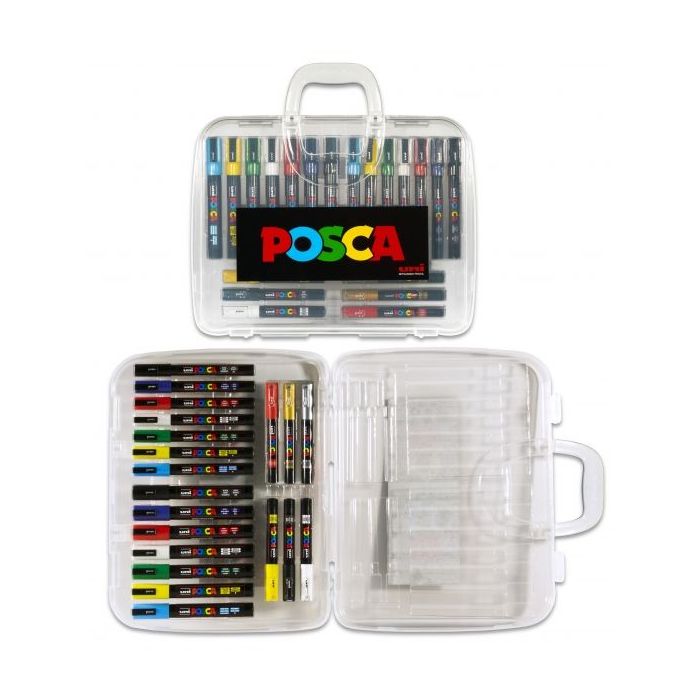 Posca PC-5M Pack de 20 Marcador de Pintura - Punta de Poliester - Tinta Pigmentada Base Agua - No Permanente - Resistente a la Luz - Color Surtido