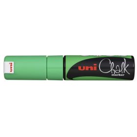 Uni-ball PWE-8K Marcador de Tiza Liquida - Punta Biselada 8mm - Borrado en Humedo - Resistente a la Lluvia - Color Verde