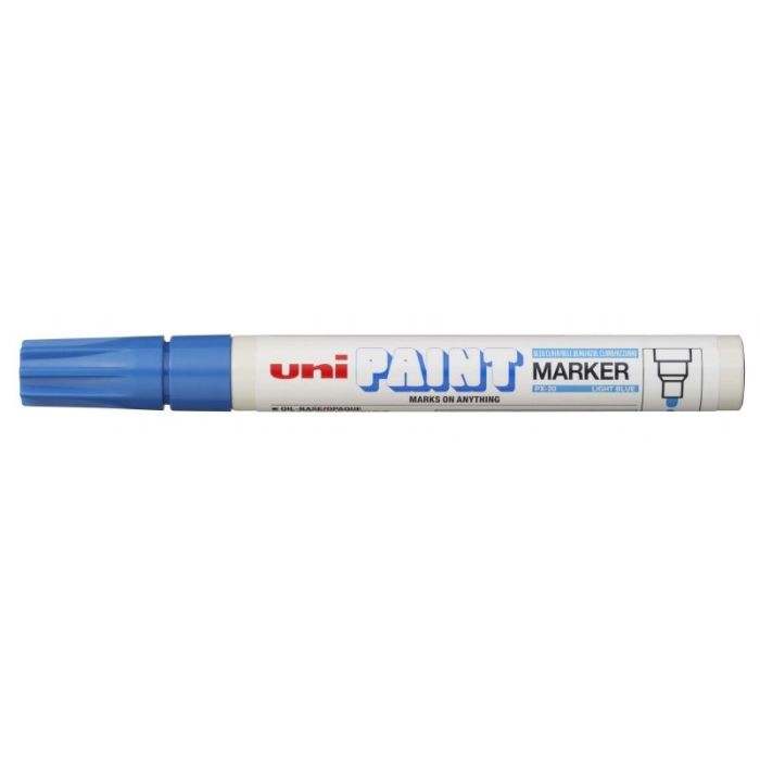 Uni-ball PX-20 Paint Marker - Marcador de Pintura - Punta Acrilica de Bala 2.2-2.8mm - Permanente en Todas las Superficies - Resistente a Luz y Agua - Color Azul Claro
