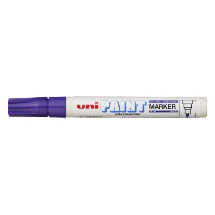 Uni-ball PX-20 Marcador de Pintura - Punta Acrilica de Bala 2.2-2.8mm - Permanente en Todas las Superficies - Resistente a Luz y Agua - Cuerpo de Aluminio - Color Violeta