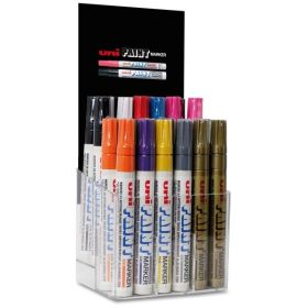 Uni-ball PX-20/30P Expositor de 30 Marcadores de Pintura - Punta Acrilica de Bala 2.2-2.8mm - Permanente en Todas las Superficies - Resistente a Luz y Agua - Cuerpo de Aluminio - Color Surtido