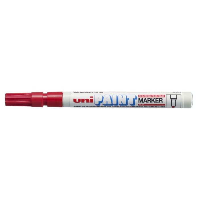 Uni-ball PX-21 Paint Marker - Marcador de Pintura - Punta Acrilica de Bala 0.8-1.2mm - Permanente en Todas las Superficies - Resistente a Luz y Agua - Color Rojo